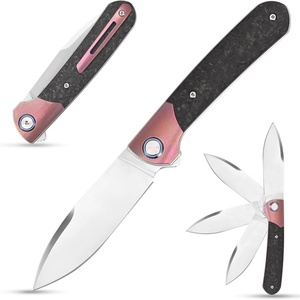 Couteau de poche pliant de survie en plein air personnalisé HK Magnacut avec manche en titane et fibre de carbone, acier M390, qualité camping DIY, OEM, garantie 1 an - Product Image 4