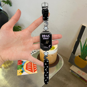 Correa de <span class=keywords><strong>reloj</strong></span> inteligente de metal con diseño de estrella y luna, adecuada para <span class=keywords><strong>Xiaomi</strong></span> 9 Pro, 8 Pro, Redmi 456, superficie brillante de lujo, correa de <span class=keywords><strong>reloj</strong></span> para <span class=keywords><strong>mujer</strong></span> - Product Image 2