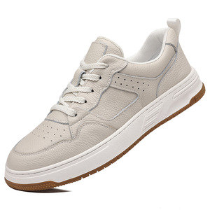 Zapatos informales para hombre, capa superior de piel de vaca, con cordones, transpirables, de color sólido, zapatillas de ocio 0055 - Product Image 4