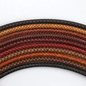 多彩 8毫米真正的圆形编织皮绳为 Diy 珠宝手链 Cordings