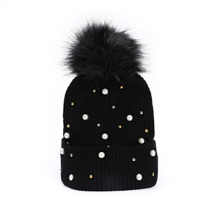 <span class=keywords><strong>Bonnet</strong></span> en laine de <span class=keywords><strong>cachemire</strong></span> acrylique écologique, hiver, luxe, duveteux, perle perlée pour filles, chapeaux à <span class=keywords><strong>pompon</strong></span> épais - Product Image 5