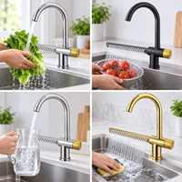 Robinet de cuisine cascade en acier inoxydable 304, monocommande, à poser sur le plan, noir mat, moderne