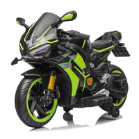 Moto électrique 24V pour enfants avec boîte audio A/B, siège en cuir, carrosserie peinte, roues en EVA et éclairage