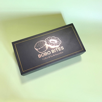 Vente en gros Emballage durable en papier ondulé imprimé personnalisé Boîtes de bouquet de beignets mochi de luxe noires avec logo