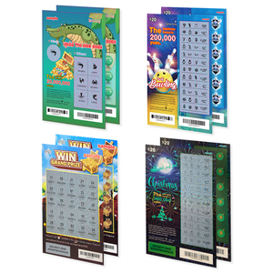 Vente en gros 2025 Nouveau design Impression numérique Papier Billets Lucky Lottery Card Cartes à <span class=keywords><strong>gratter</strong></span> <span class=keywords><strong>Jeu</strong></span> de loterie - Product Image 1