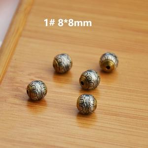 Cuentas redondas de dos tonos, plateadas y doradas, estilo antiguo, con diseño de ondas de agua budistas, para accesorios de joyería DIY. - Product Image 2