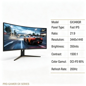 Moniteur de jeu incurvé GX348QR 34 pouces ultra-large 21:9 WQHD 3440x1440 |   Écran incurvé pour PC 144Hz Fast IPS 1ms - Product Image 3