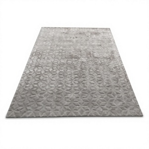 Tapis de luxe moderne géométrique rectangulaire en viscose tissé, à poils moyens, antidérapant, avec envers en coton, lavable en machine, pour salon - Product Image 1
