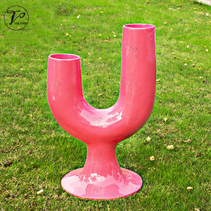 庭のモールや床用人工花の手で刻まれた仕上げのモダンな立ちグラスファイバーツリーフラワープランターポット - Product Image 4