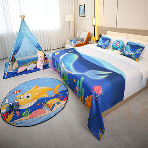 Linge d'hôtel couvre-<span class=keywords><strong>lit</strong></span> <span class=keywords><strong>de</strong></span> baleine <span class=keywords><strong>de</strong></span> style dessin animé animal marin pour chambre familiale Chambre d'enfants - Product Image 1