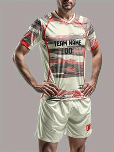 Jersey Sepak Bola Dewasa Unisex Polos Laris Manis Grosir Berkualitas Tinggi 100% Poliester Kerah Bulat Bernapas Ringan - Product Image 2