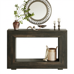 Rustic <b>Brown</b> Modern Console <b>Table</b> Leg Narrow Entryway MDF Storage Shelf Easy Assembly for Hallway Living Room Villa - Product Image 4