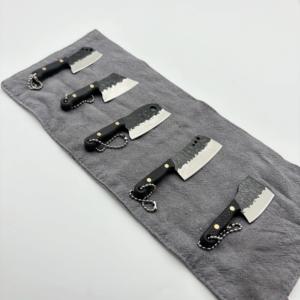 <span class=keywords><strong>Mini</strong></span> couteau droit en acier inoxydable pour chefs, avec manche en caoutchouc et étui de transport en cuir, adapté au camping - Product Image 3