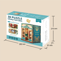 Kit de Modélisme 3D DIY Cabines de Train à Vapeur pour Voyages en Europe, Maison Miniature en Bois Écologique avec Scène Animée pour 14 ans et plus