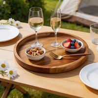 Plateau de service jetable en bois de haute qualité, support pour verres à vin, plateau à collation moderne et écologique pour fêtes, assiettes et coupelles pour camping