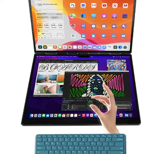 Brand New Double Screen Laptop 13.5 Inch 2.5K UHD Touch Display Intel 12th Gen N100 1TB SSD Laptop Computer