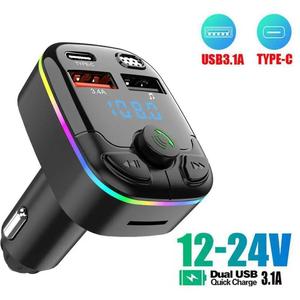 Trasmettitore FM Multifunzione <span class=keywords><strong>BT</strong></span> 5.0 PD 20W, Caricatore USB per Auto Senza Fili, Lettore MP3 <span class=keywords><strong>Bluetooth</strong></span> con Luce Colorata - Product Image 3