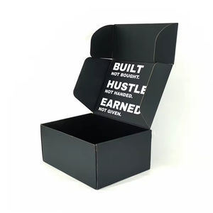 صندوق أحذية فاخر أسود مغناطيسي بشعار منقوش وطلاء لامع وتشطيب مطفي صديق للبيئة مع بطانة إسفنجية 2 مم صناديق صلبة للجوارب - Product Image 1