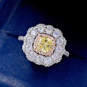 Bague en diamant de laboratoire Bague en diamant VVS Fat square IGI GIA Yellow pink 2-carat Main Stone Radine Yellow Diamond Gemstone Ring - Product Image 2