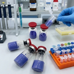ผงทองแดงบริสุทธิ์เกรดเครื่องสำอาง OEM Ghk-cu ชนิดแช่แข็ง สามารถลดเลือนริ้วรอยได้ - Product Image 1