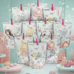 Papierdrachen Calendario <span class=keywords><strong>de</strong></span> Adviento Extravagante con 24 Bolsas <span class=keywords><strong>de</strong></span> Regalo Turquesa Resistentes al Grasa, 24 Pegatinas con Números, Manualidades con Motivo <span class=keywords><strong>de</strong></span> Sirena - Product Image 5