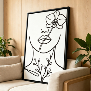 Peinture à l'huile moderne sur toile, sur mesure, lignes fines, <span class=keywords><strong>portrait</strong></span> de <span class=keywords><strong>femme</strong></span> en <span class=keywords><strong>noir</strong></span> <span class=keywords><strong>et</strong></span> <span class=keywords><strong>blanc</strong></span>, art botanique, fait main, décoration murale intérieure - Product Image 3