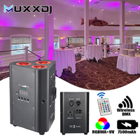 Projecteur LED PAR 6-en-1 Muxxdj 3x18W, portable, sur batterie, RGBWA UV, DMX512 sans fil, éclairage d'ambiance pour mariages et fêtes