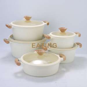 Origineel Ontwerp 15-delige Braadpan Van Rubberhout Handvat Steelpan Koekenpan Met Anti-Aanbaklaag Inductie-Kookplaat Granieten Kookgerei Set - Product Image 6