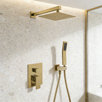 Système de douche encastré mural en laiton robuste, kit de douche pluie carré, finitions multiples, mitigeur encastré