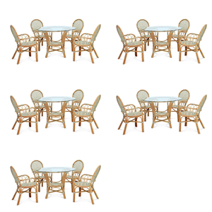 Ensemble de salle à manger ALBANY BISTRO de style antique fait à la main Table ronde en rotin d'Indonésie pour meubles de maison ou salle à manger - Product Image 5