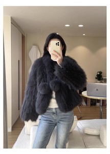 Vêtements d'extérieur tissé bande cousue <span class=keywords><strong>manteau</strong></span> <span class=keywords><strong>boule</strong></span> décorée jeunes femmes épais manteaux de fourrure d'hiver - Product Image 5