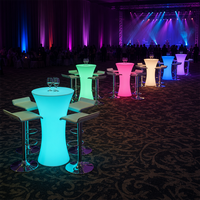 Table de bar portable lumineuse, meubles LED imperméables pour boîte de nuit, table haute de cocktail illuminée, meubles LED pour club, vente en gros