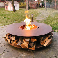 Table de feu personnalisée en acier Corten, foyer extérieur à bois pour terrasse et divertissements