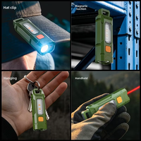 Mini Torcia Tascabile EDC Multifunzione LED con Luce UV e Laser, Ricaricabile, con Clip per Cappello, Ideale per Campeggio
