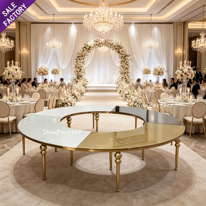 Mesa de Recepción y Comedor OEM ODM de Acero Inoxidable, Forma Redonda, Muebles para Bodas, Mesa Redonda para Banquetes - Product Image 1