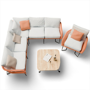 <span class=keywords><strong>Mesa</strong></span> <span class=keywords><strong>Plegable</strong></span> para Acampar al Aire Libre con Sofá de Mimbre Sintético y Estructura de Hierro, Diseño Moderno y Simple, Cojines para Jardín, Patio o <span class=keywords><strong>Terraza</strong></span> - Product Image 5