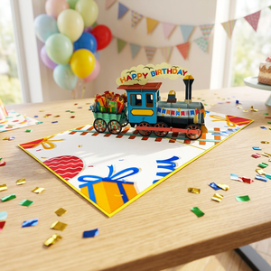 Nouvelle carte de vœux créative 3D en papier, motif animalier, style train, faite à la main, pour anniversaire, décoration intérieure, Nouvel An 2025 - Product Image 3