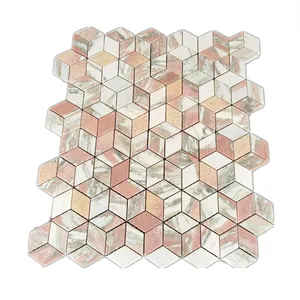 Dekorasi Rumah Ubin Mosaik 3D Campuran Marmer Abu-abu Italia