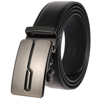 Ceinture en cuir véritable pour homme avec boucle automatique en alliage brossé, multicolore, pour affaires, vente en gros