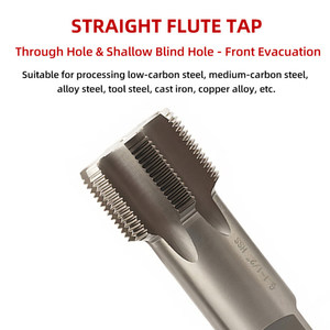 एम 2 हेस विभिन्न आकार टेपर स्टील डाई उपकरण धातु स्क्रू थ्रेड कटिंग पाइप थ्रेड सीधे बांसुरी टैप - Product Image 4