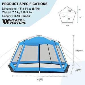 Carpa de Verano Hyper Venture de 14x14 pies, Toldo con Mosquitera de 5 Lados, Fácil de Instalar, Gazebo Portátil para Acampar al Aire Libre - Product Image 2