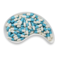 Capsules vides en gélatine enterique personnalisables avec logo, taille 00, résistantes aux acides, à dissolution intestinale, végétaliennes, blanches et bleues