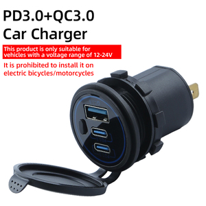 Chargeur USB pour véhicule 12-24V avec double port QC3.0 + PD3.0, charge rapide <span class=keywords><strong>de</strong></span> 3 appareils, protection intelligente <span class=keywords><strong>de</strong></span> la batterie pour voiture et moto - Product Image 1