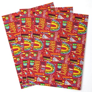 Custom Eco-Friendly Digital Printing Compatible Happy Birthday Gift Wrap <b>Paper</b> Roll <b>Red</b> Rainbow Party Design Double Sided <b>Paper</b> - Product Image 3