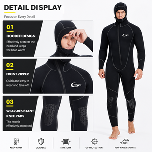 Combinaison de <span class=keywords><strong>triathlon</strong></span> en néoprène 3mm 5mm avec fermeture éclair détachable, manches longues, courte, chaude, pour la plongée en apnée et la natation - Product Image 4