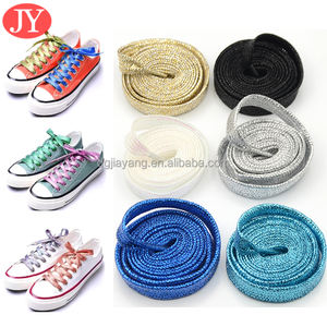 <span class=keywords><strong>Lacets</strong></span> de chaussures de <span class=keywords><strong>120</strong></span> <span class=keywords><strong>cm</strong></span>, fabrication à double couche, <span class=keywords><strong>lacets</strong></span> <span class=keywords><strong>plats</strong></span> décontractés et sportifs, polyester, colorés, paillettes métalliques dorées - Product Image 2