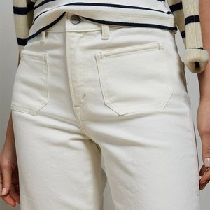 OEM <strong>Women</strong> <strong>White</strong> <strong>Jeans</strong> <strong>Cropped</strong> Wide Leg <strong>Jeans</strong> High Waist Denim <strong>Jeans</strong> for <strong>Women</strong> Factory Wholesale Supply - Product Image 1
