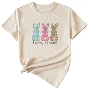 New T-Shirt Fashion Design Women'S T-Shirt Rabbit Pattern Print Casual Short Sleeve T-Shirt