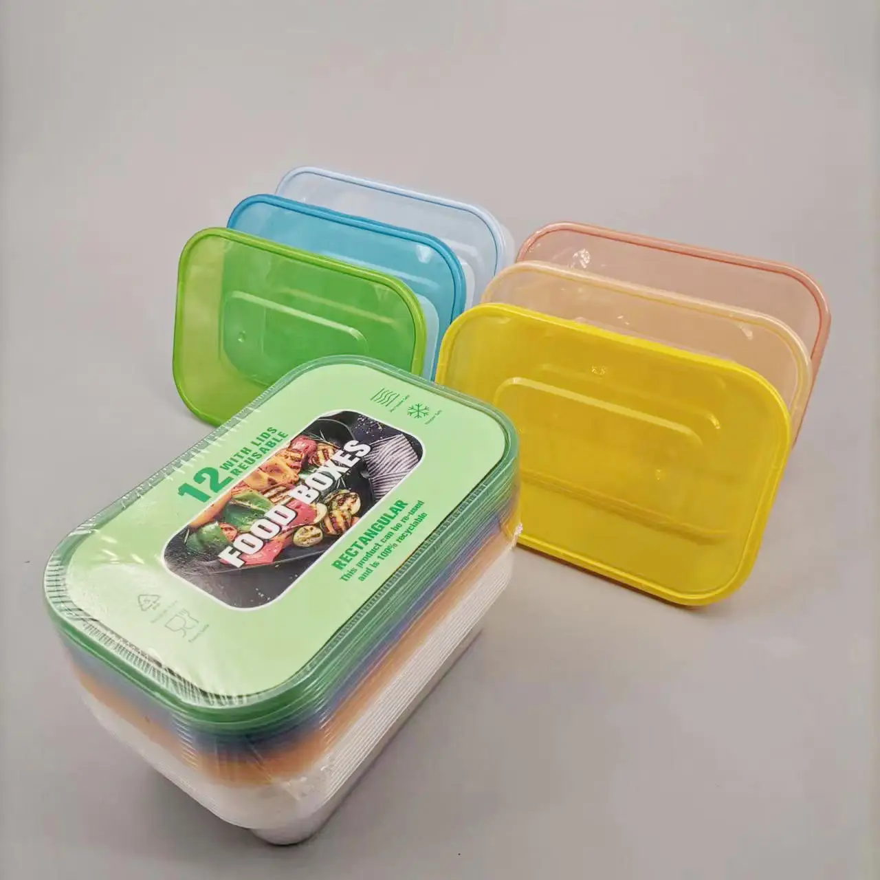 Custom color cover disposable plastic food containers rectangular food containers wholesale for microwave safe