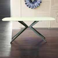 Usine chinoise vend personnalisé moderne lumière luxe pieds métalliques en céramique table verre trempé meubles de salle à manger 4 places pour